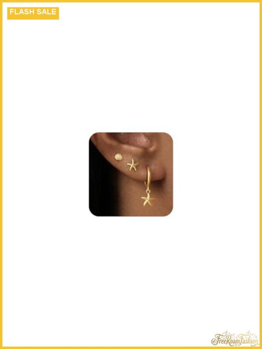 14K Gold Plated Seashell Starfish Dangle Earrings Set for Women